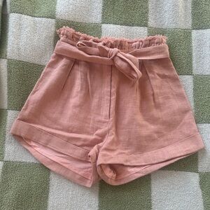 Lovers + Friends light pink linen shorts